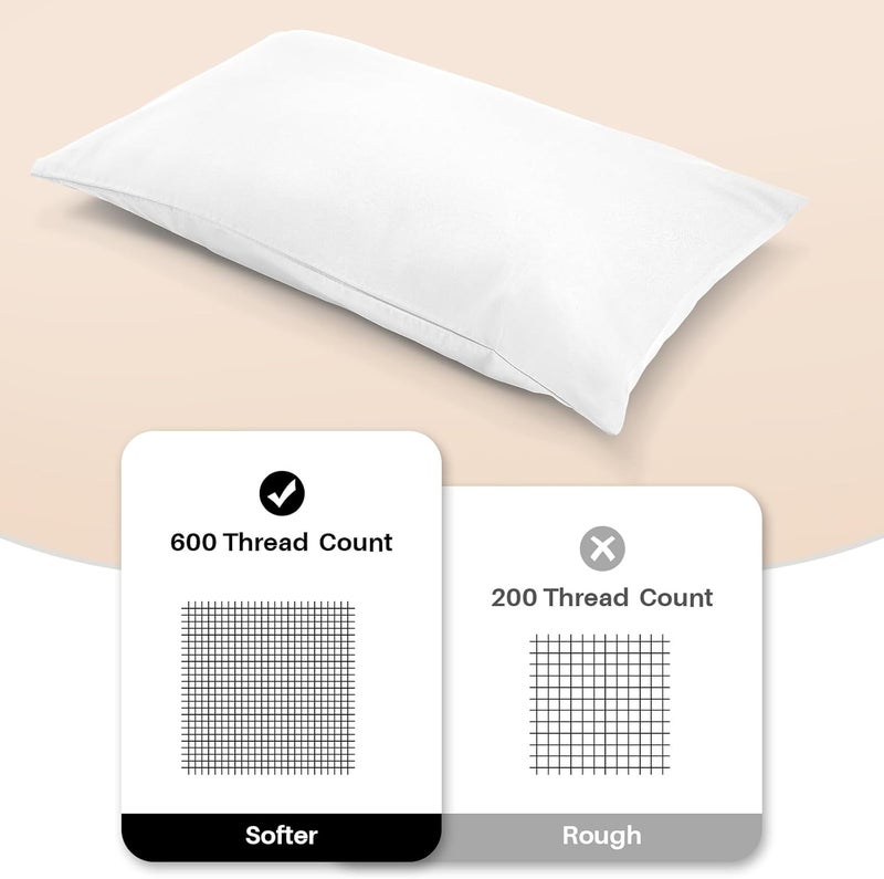 Warmstar 100% Cotton Toddler Pillowcase Set of 2, 600 Thread Count 13x18 Toddler Pillowcases Soft & Breathable, Cotton Travel Pillow Case Cover 13"x 18" with Envelope Closure,White - Image 3